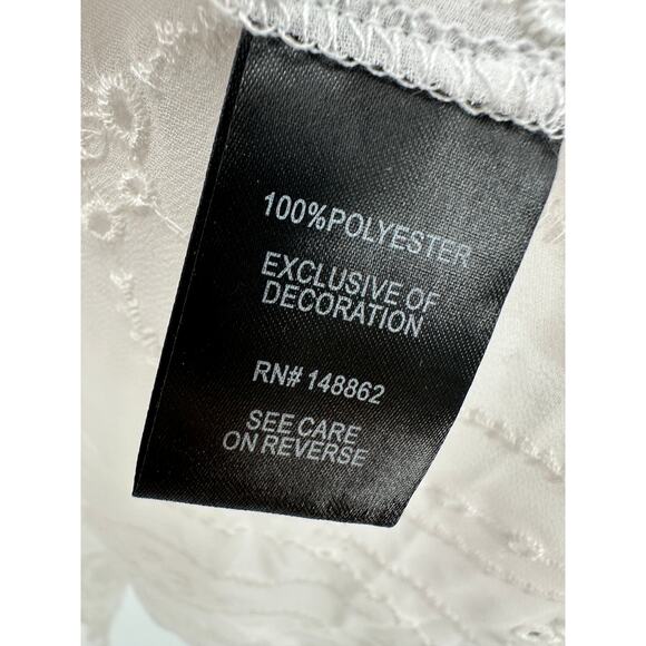 Torrid Chiffon Smocked Collar Eyelet Embroidered Blouse White NWT Sheer Boho - Picture 11 of 11